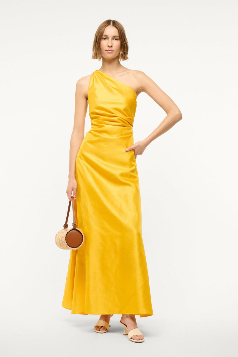 Este silk dress sunset gold