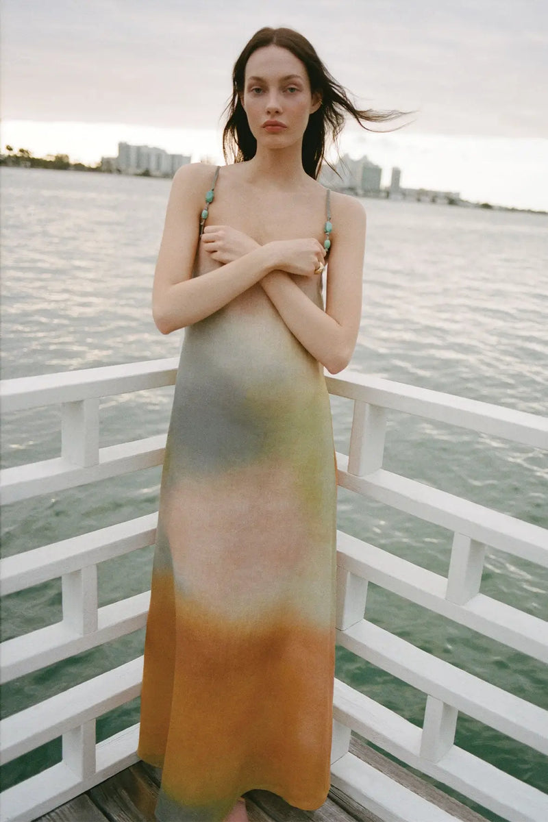 Baura linen dress pastel clouds