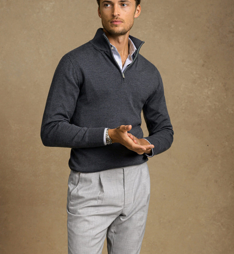 Silk half-zip sweater