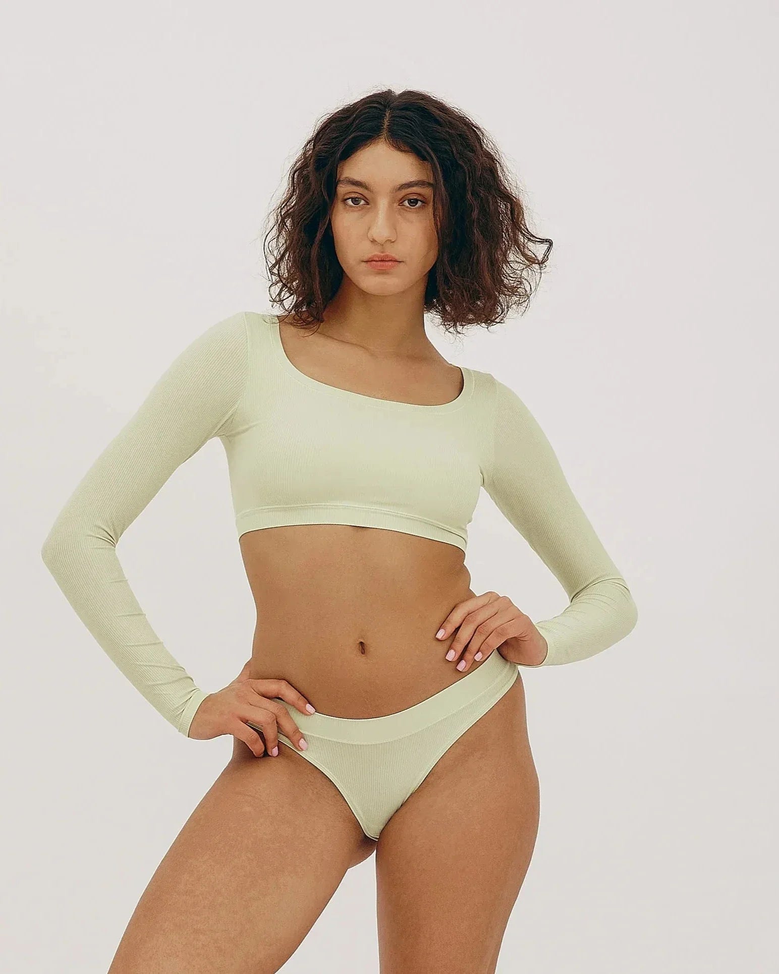 Algae life naked rib high-leg briefs