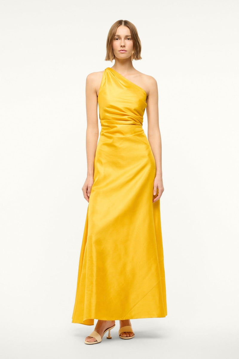 Este silk dress sunset gold