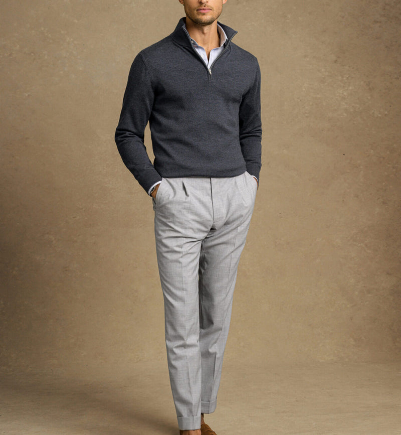 Silk half-zip sweater