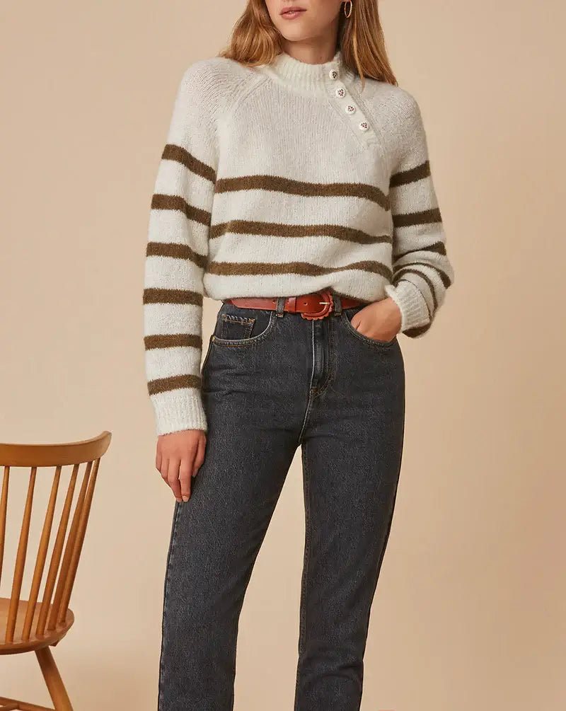 Chico Sweater - Olive/Ecru