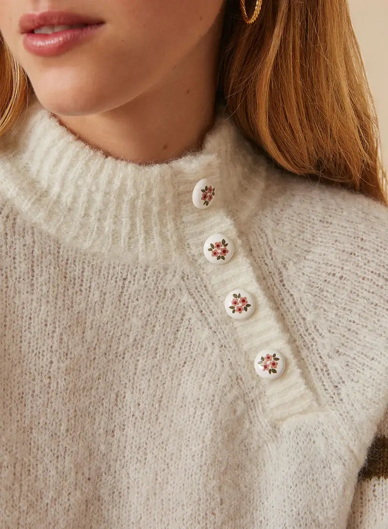 Chico Sweater - Olive/Ecru